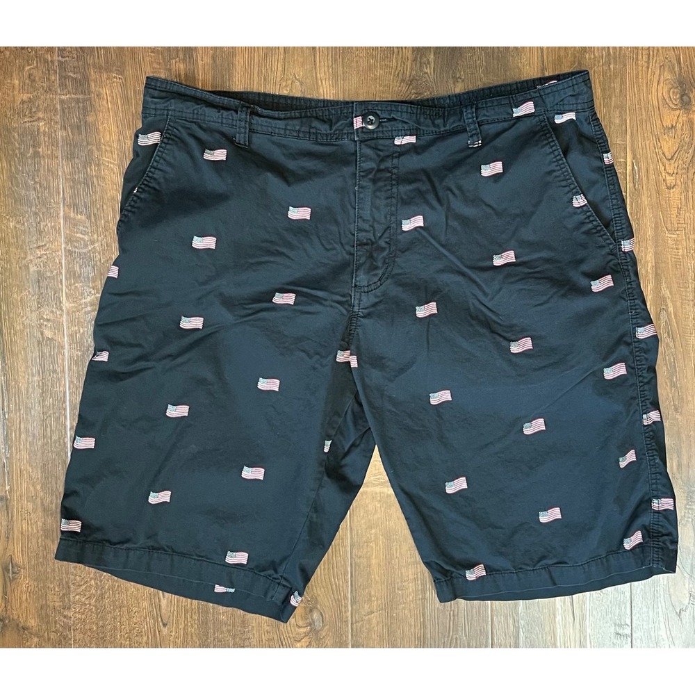 Cargo Supplies Trilogy Sportswear Mens Navy American Flag Embroidered Shorts 38